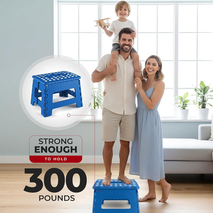 Utopia Home Folding Step Stool - 9-Inch Anti-Slip Collapsible Design - Supports Up to 300 lbs - Blue