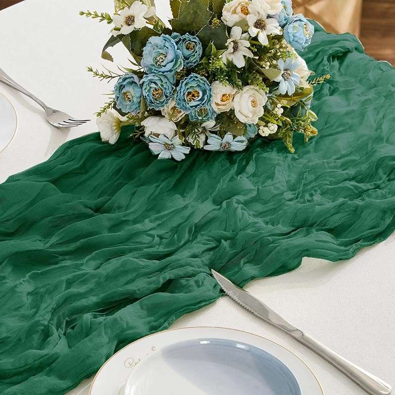 Balcony & Falcon Cheesecloth Table Runner – Green 10 ft x 35 in 1 Pack (Variation: Green+35 x 120 inch)