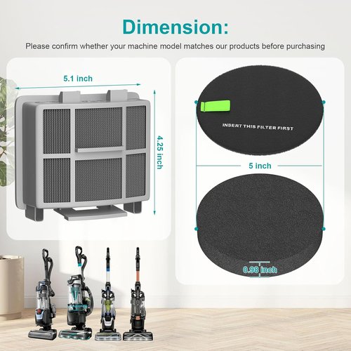Bissell Pet Hair Eraser Filters - 2 Filters & 4 Foam Inserts for SurfaceSense Lift-Off Vacuums