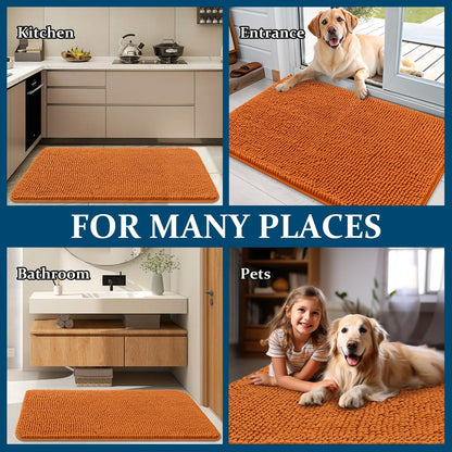 OLANLY Dog Door Mat - Absorbent Non-Slip Mud Mat for Indoor Use | 45x27 Inches, Quick Dry Chenille, Clay