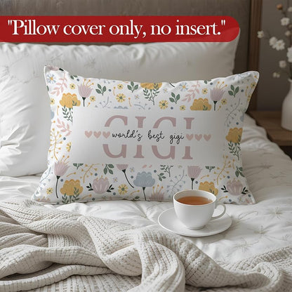 Gigi Gift Pillow Cover – 12x20 Floral Christmas Gift for Grandma, Surname Variation: Gigi