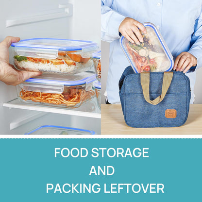 Vtopmart Glass Storage Containers - 22oz Meal Prep Set with Airtight Snap Lids | 5-Pack, Blue