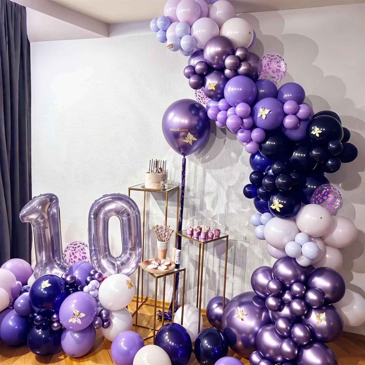 Skiennix Pink & Purple Balloons - Metallic Confetti Latex for Birthday Party & Baby Shower Decor