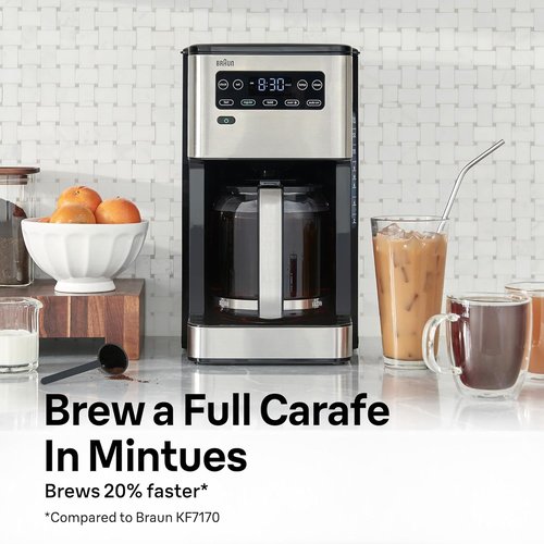 Braun PureFlavor 14-Cup Coffee Maker - Fast Brew, Touch Display & Bold Brew Modes, FlavorCarafe