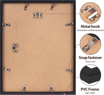 Fixwal 11x14 Picture Frame Set of 2 - Black Photo Frames for Wall & Tabletop Display | Includes Mats for 8x10 Photos