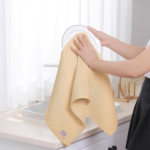 Homaxy Kitchen Dish Towels - 100% Cotton Waffle Weave, Ultra Soft & Absorbent, 13 x 28 Inches, 8-Pack, Apricot