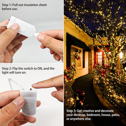 Skiennix 10 Ft 30 LED Fairy Lights - Waterproof Silver Wire Mini String Lights for DIY Crafts & Events | Warm White