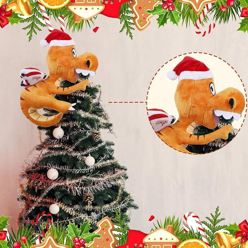 Dinosaur Plush Tree Topper 10x8 Inch - Xmas Ornament (Variation: Dinosaur)