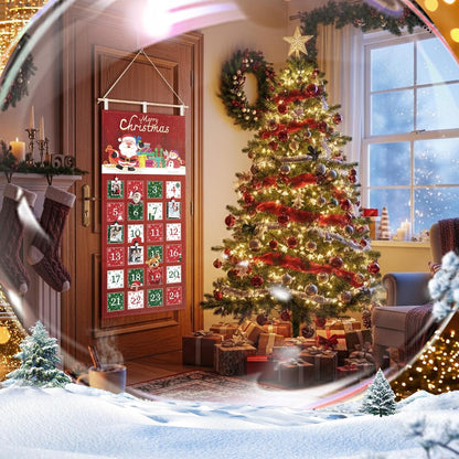 Weysat Christmas Advent Calendar - Reusable Fabric Countdown with 24 Pockets & Clips | Holiday Wall Decor
