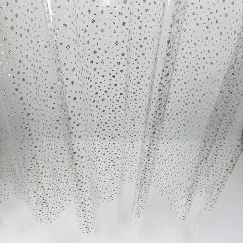 TRIMENGO PEVA Holographic Shower Curtain Liner with Glitter Gem Pattern, 70x72in Lightweight Clear Plastic Shower Curtain Liner for Shower Stall, Bathtubs