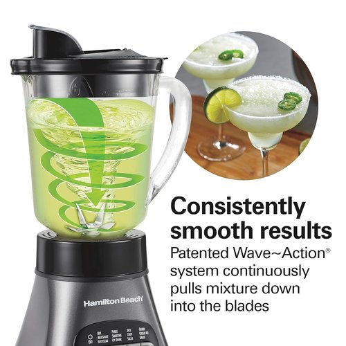 Hamilton Beach Blender & Food Processor Combo - 700W Power, 40oz Glass Jar, Gray & Black