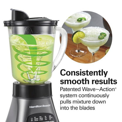 Hamilton Beach Blender & Food Processor Combo - 700W Power, 40oz Glass Jar, Gray & Black