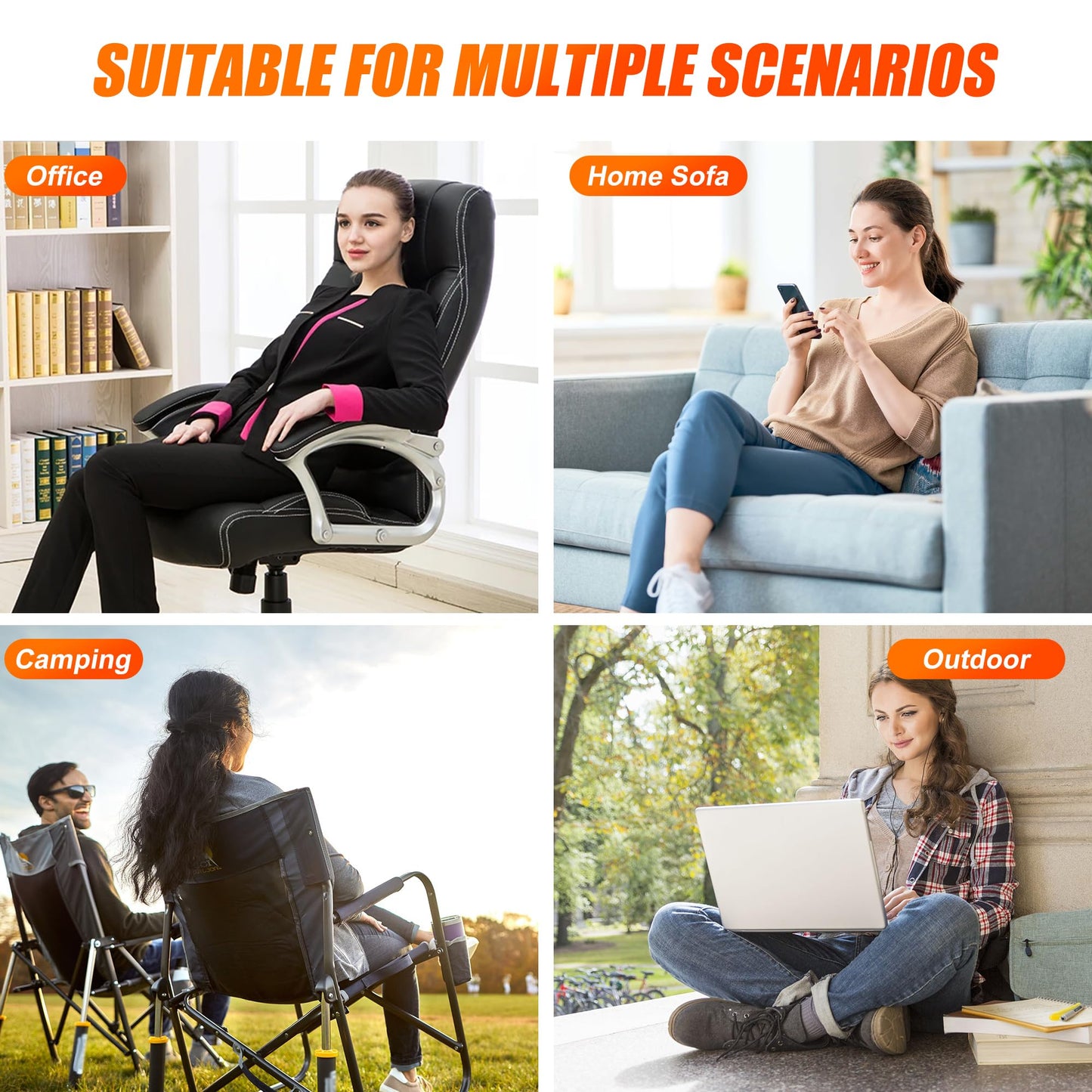 Suchtale Heated Seat Cushion USB Rechargeable Corduroy Heating Seat Cover with 3-Temperature Control & Timer Full Back Heating Pad Heated Chair Cushion with Fast-Heating for Office/Home Chair, White