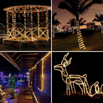 LE 33ft LED Rope Lights - 240 Warm White LEDs | Waterproof Outdoor String Lights for Patio & Deck
