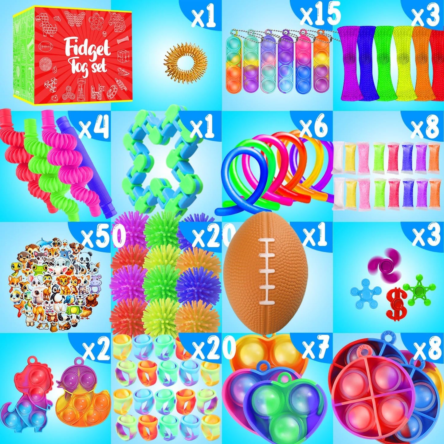 Skiennix Fidget Toys - 160 Pack Sensory Party Favors for Kids | Ideal for Autism & Classroom Prizes