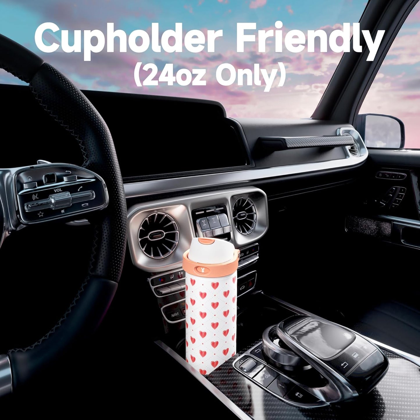 Meoky Stainless Steel Water Bottle - 24 Oz Leak-Proof Design with Straw & Spout Lid | Perfect Valentine's Day Gift for Her