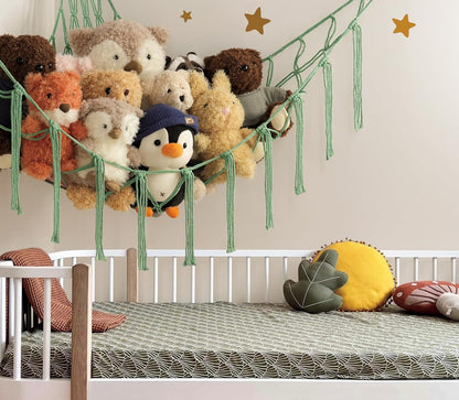 Mirolam Stuffed Animal Hammock - Corner Net Toy Storage Organizer in Matcha Green for Bedroom & Nursery