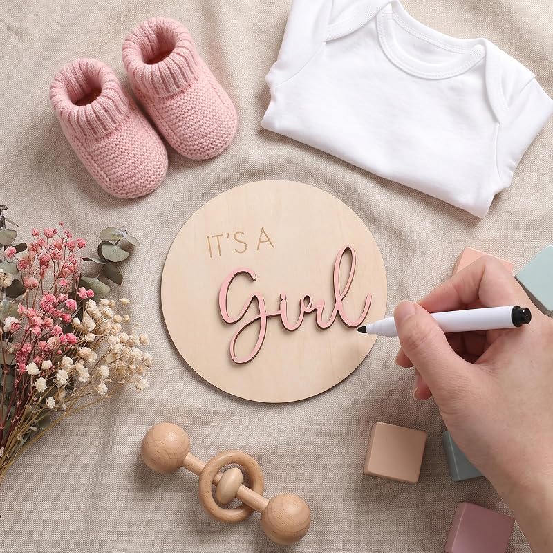 Its a Girl Sign - Wooden Boho Gender Reveal Decor 3.93in Nursery Plaque