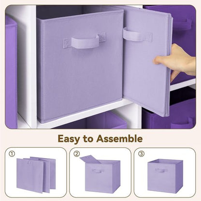 Granny Says Cube Storage Bins - 13-Inch Fabric Organizer in Purple Gradient | 6-Pack for Shelves & Closet