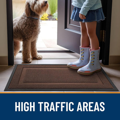 OLANLY Waterproof Front Door Mat - All-Season Indoor/Outdoor Doormat, Easy Clean, 33x21, Chocolate Brown