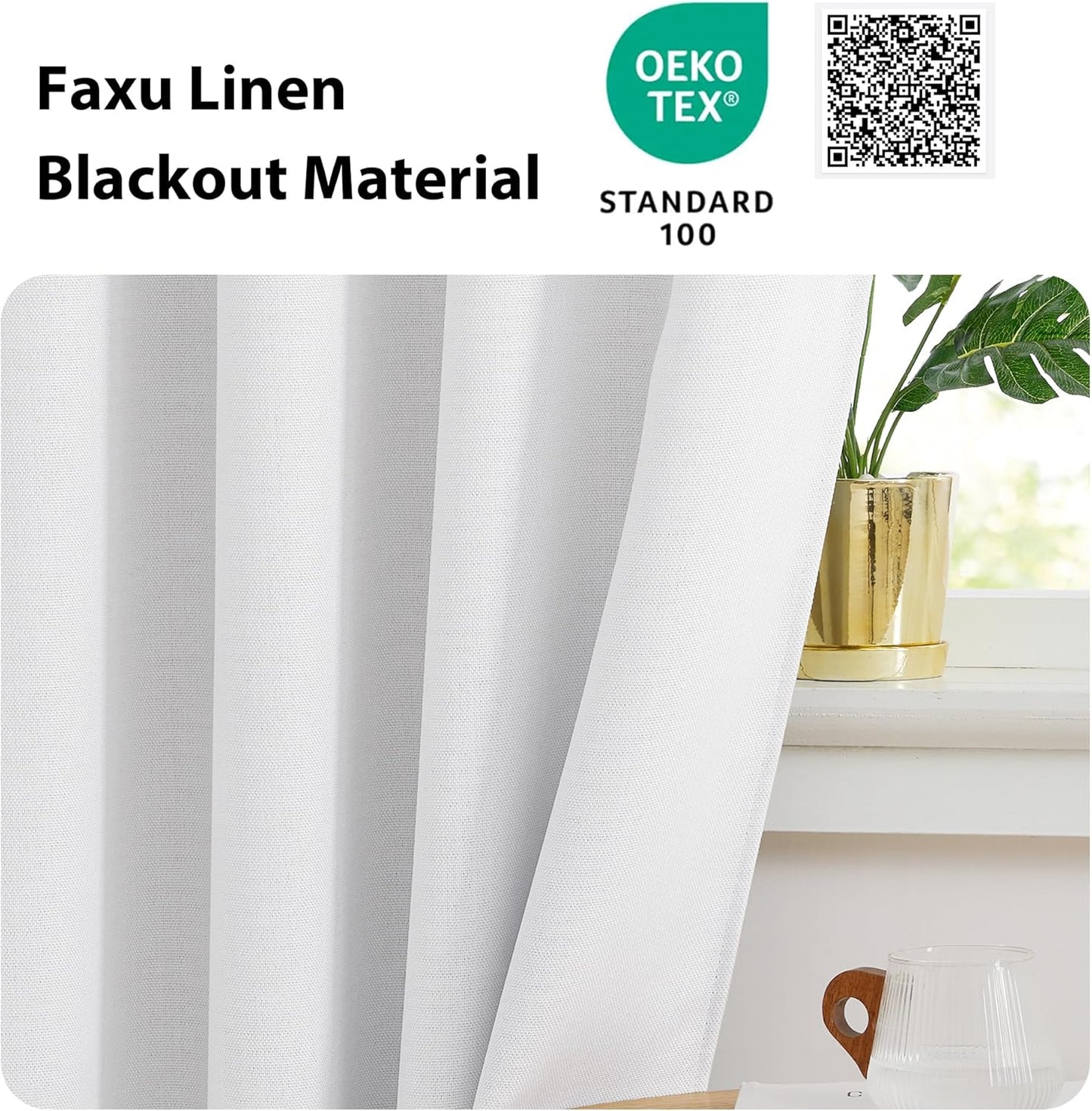 NICETOWN Faux Linen Greyish White Room Darkening Curtain Valances - Energy Saving Thermal Tiers | 36" Long, 2 Panels