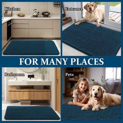 OLANLY Dog Door Mat - Absorbent Non-Slip Washable Doormat for Muddy Paws | 70x24, Atlantic Blue