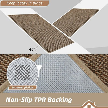 BEQHAUSE Dirt Trapper Door Mat - Non-Slip, Washable, Absorbent 24" x 36" Entryway Mat in Beige