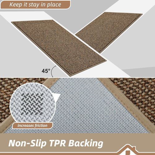 BEQHAUSE Dirt Trapper Door Mat 20" x 32", Non-Slip Washable Doormats Entrance Mat, Dirt Resistant and Absorbent Welcome Mat, Low Profile Floor Mats for Front Back Door and Entryway, Beige