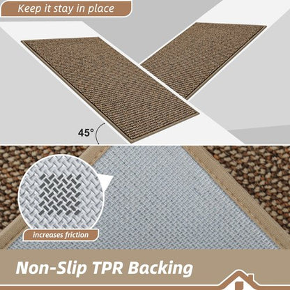 BEQHAUSE Dirt Trapper Door Mat 32" x 48", Non-Slip Washable Doormats Entrance Mat, Dirt Resistant and Absorbent Welcome Mat, Low Profile Floor Mats for Front Back Door and Entryway, Beige