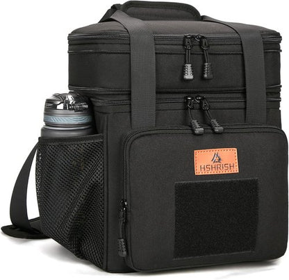 HSHRISH Tactical Lunch Box - Durable Insulated Cooler Bag with Shoulder Strap | 20 Can Capacity, Black