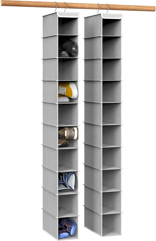 Simple Houseware 10-Shelf Hanging Organizer - Space-Saving Gray Storage Solution
