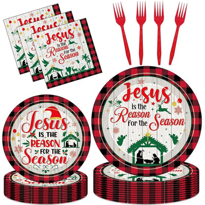 Jesus Is the Reason for the Season Christmas Plates - 9" Dinner Plates, 24 Count - Variation: Jesus Is Reason