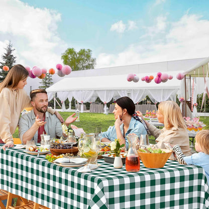 Regine Switzerland Disposable Green Gingham Tablecloths - Waterproof Checkered Design | 54" x 108" for Parties & Picnics