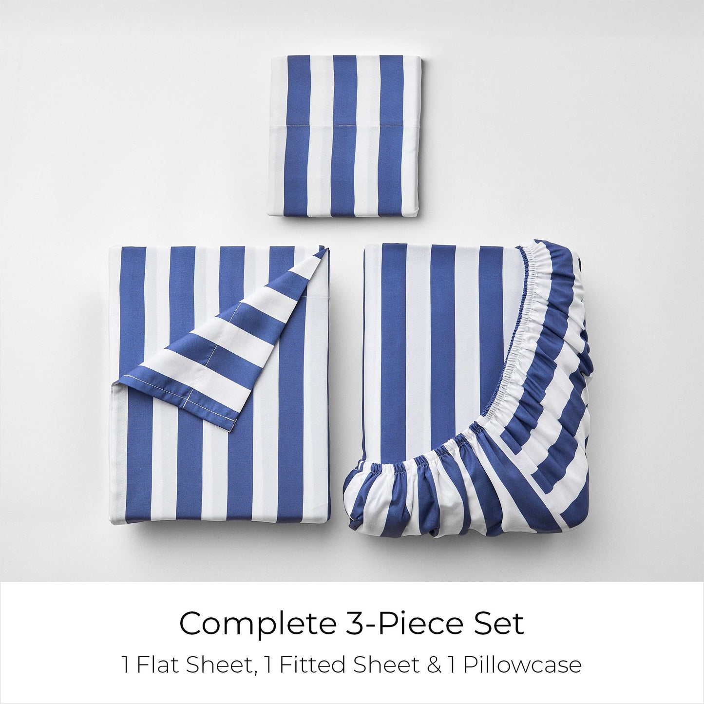 Mellanni Twin Sheets Set - 3 PC Iconic Collection Bedding - Hotel Luxury, Extra Soft, Cooling Bed Sheets - Wrinkle, Fade, Stain Resistant (Twin, Oxford Stripe Blue Nova)