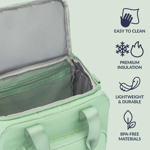 Bentgo Insulated Lunch Bag - Extra-Large Capacity with Shoulder Strap & External Storage | Clay Green