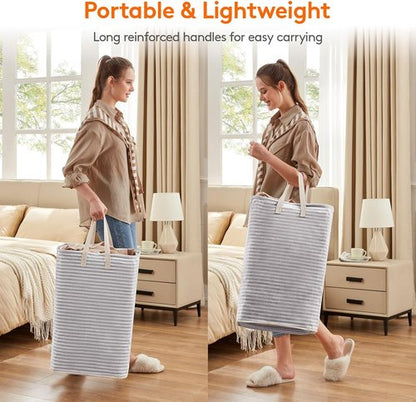 Lifewit Collapsible Laundry Basket - 80L Waterproof Hamper with Reinforced Handles | Grey