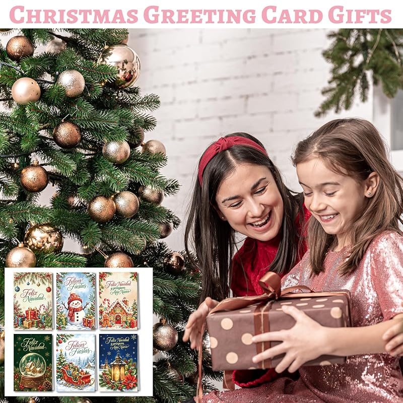 Spanish Christmas Cards with Envelopes & Stickers 24PCS - Variation: Spanish Christmas