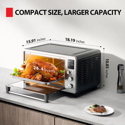 TOSHIBA ChefFry Air Fryer Toaster Oven - 26.4-Quart Capacity, Stainless Steel | Toast, Bake, Broil & Dehydrate