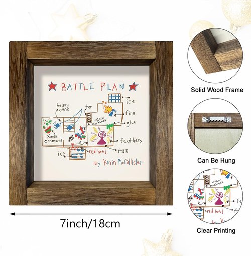 Home Alone Christmas Decorations - Funny Holiday Wooden Sign Art Print | Indoor Table & Wall Decor