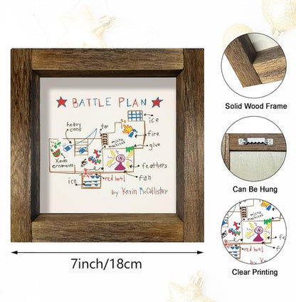 Home Alone Christmas Decorations - Funny Holiday Wooden Sign Art Print | Indoor Table & Wall Decor