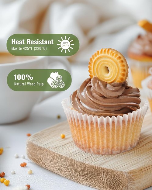 Bake Choice Cupcake Liners - 200pcs Standard White, Greaseproof & Non-Stick Muffin Wrappers for Parties