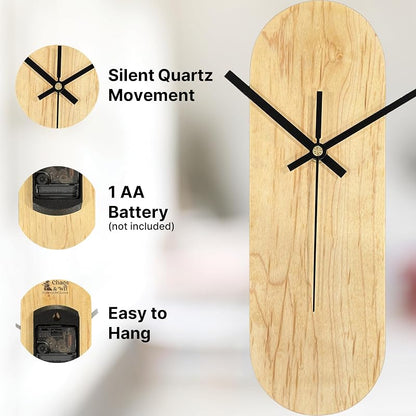 Solid Maple Oval Wall Clock - Minimalist Silent 12 Inch - Chaos & Wit (Variation of THIS listing: 12 Inch)