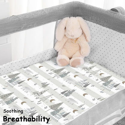 Yoofoss Bassinet Sheets - 3-Pack Fitted Baby Sheets for Halo & Angelbliss | Soft Grey Bear Design