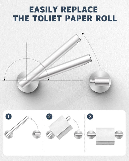 RARXTR Toilet Paper Holder - Wall-Mounted SUS304 Stainless Steel Double Post Design | Brushed Nickel Finish