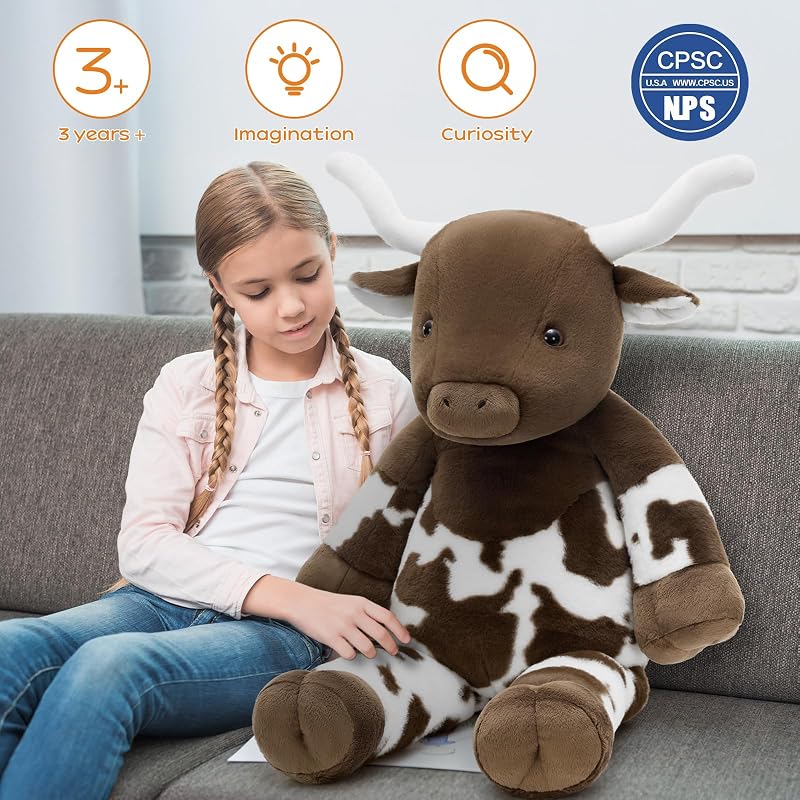 Longhorn Cow Stuffed Animal 39" Giant Plush Pillow (Variation: Longhorn Cow)