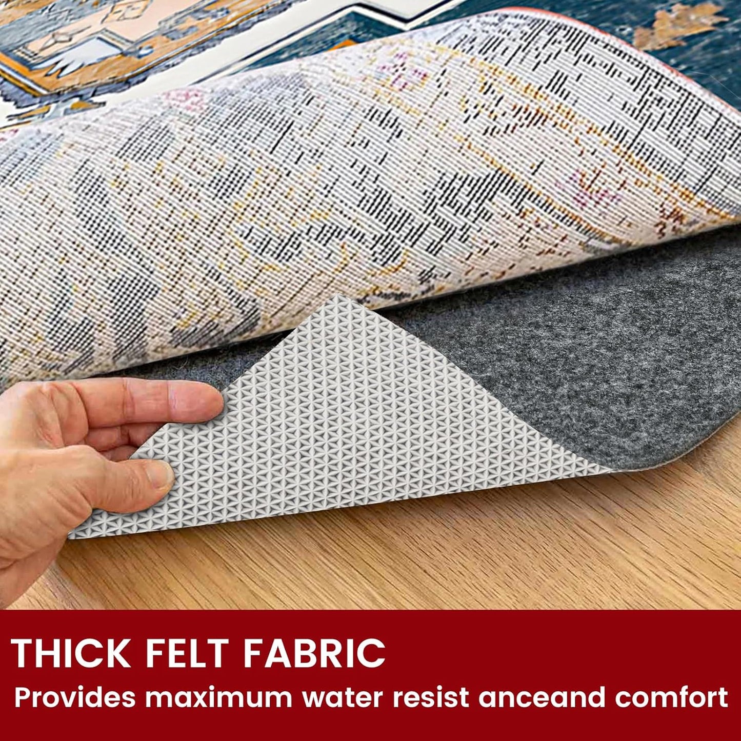 Skiennix Waterproof Rug Pad - Non-Slip Carpet Pad for All Floors | 8x10 ft Soft & Safe Design