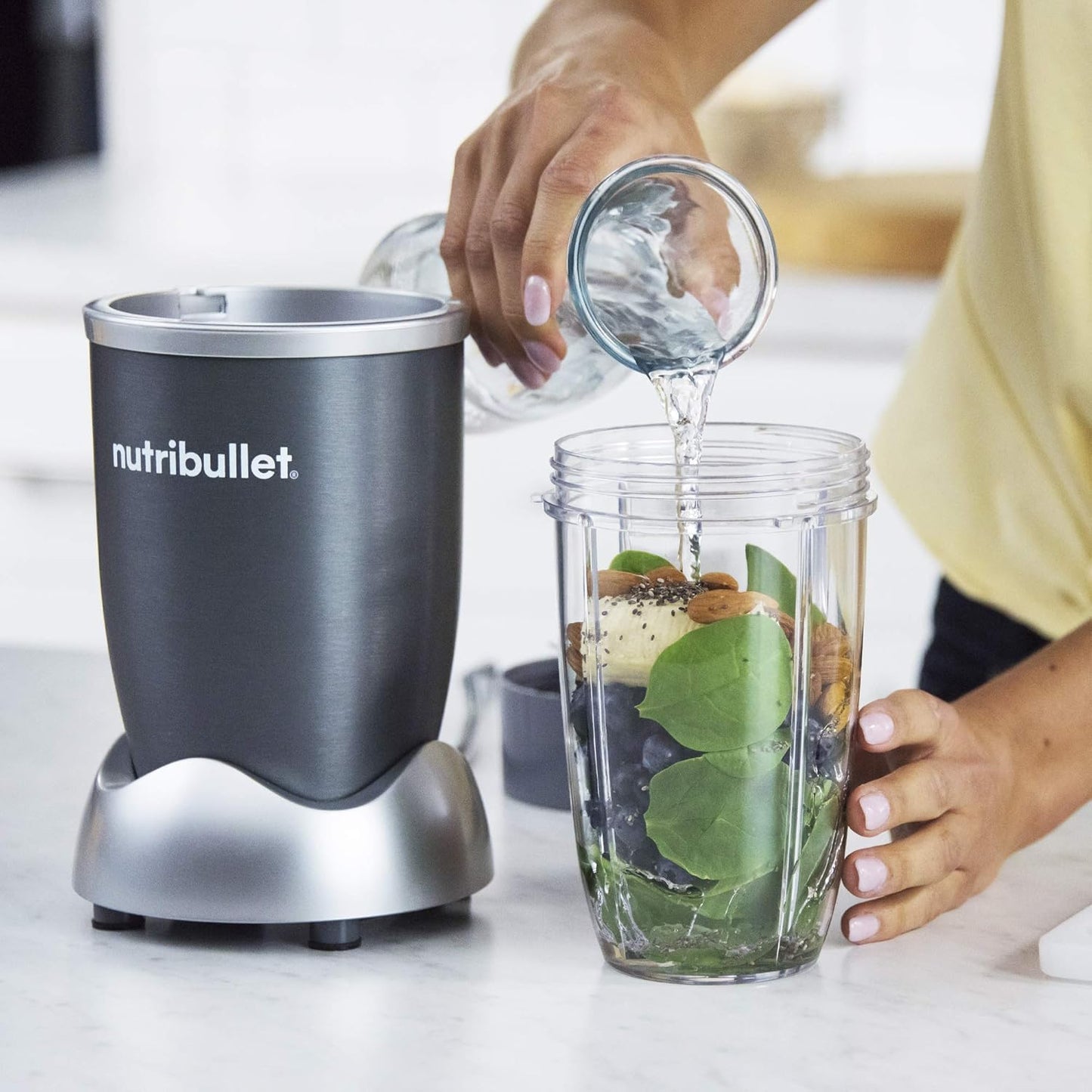 NutriBullet High-Speed Blender System - 12-Piece Set, 600 Watts, Sleek Gray Design
