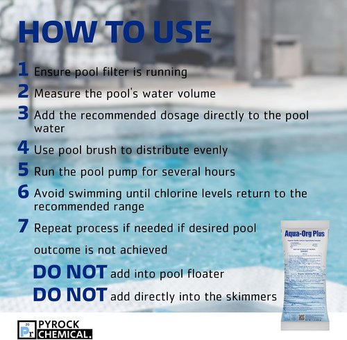 Aqua Org Plus Pool Shock - 65% Granular Cal Hypo for In-Ground & Above Ground Pools | 24-Pack of 1 lb Bags