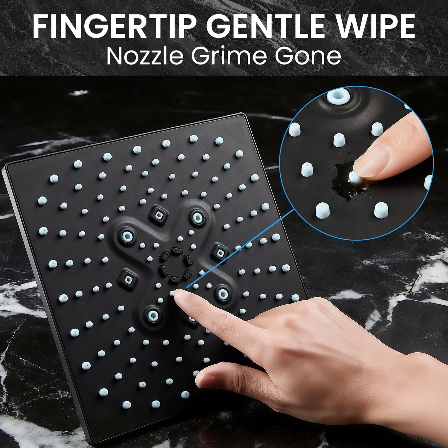 Veken High Pressure Rain Shower Head with Handheld, Multi-Functions Square Rainfall Shower Heads with 5-Mode Handheld Spray Combo, Detachable Hand Held Showerhead, Dual Matte Black Regaderas Para