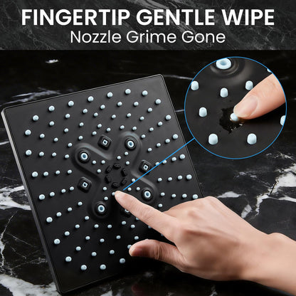 Veken High Pressure Rain Shower Head with Handheld, Multi-Functions Square Rainfall Shower Heads with 5-Mode Handheld Spray Combo, Detachable Hand Held Showerhead, Dual Matte Black Regaderas Para